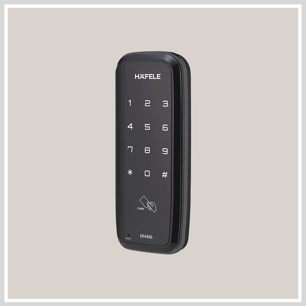 Khóa điện tử Hafele cho cửa kính ER4400-TC màu đen có remote 912.05.701