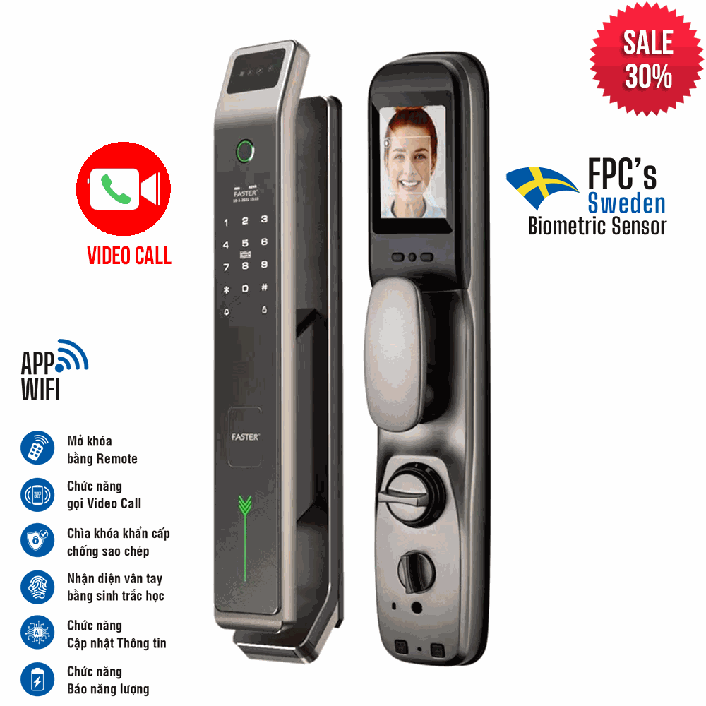 Khóa Face ID Faster FS868 kết nối app